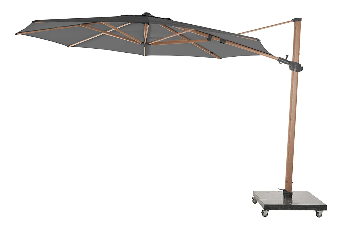 4 Seasons Outdoor | Parasol Siesta Premium Ø350 cm| Antraciet-Houtlook