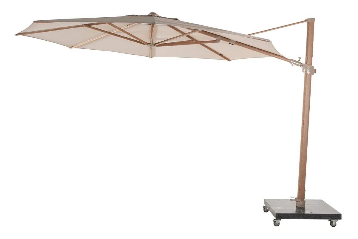 4 Seasons Outdoor | Parasol Siesta Premium Ø350 cm| Zand-Houtlook