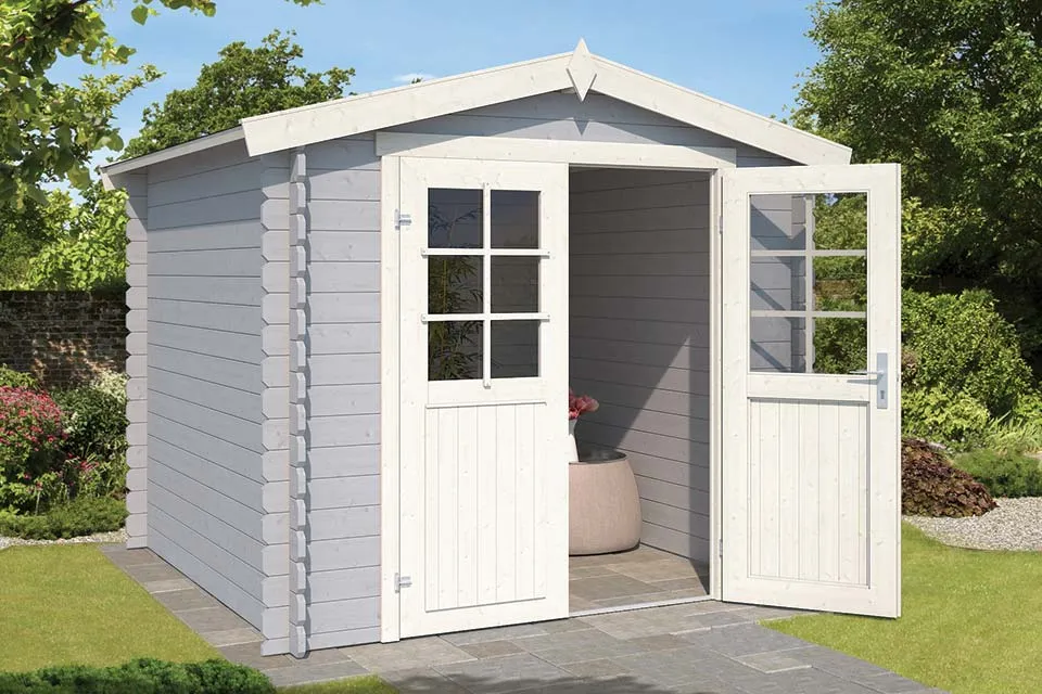 Outdoor Life Products | Tuinhuis Ingo 230 x 230 | Gecoat | Platinum Grey-Wit