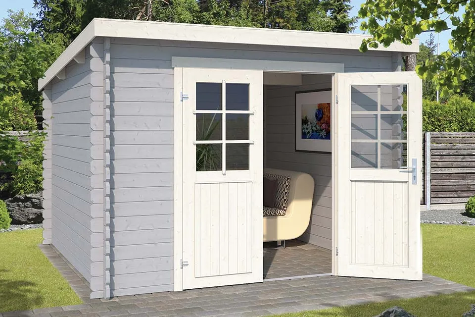 Outdoor Life Products | Tuinhuis Nadia 275 x 275 | Gecoat | Platinum Grey-Wit