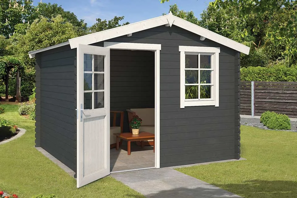 Outdoor Life Products | Tuinhuis Nina 275 x 275 | Gecoat | Carbon Grey-Wit