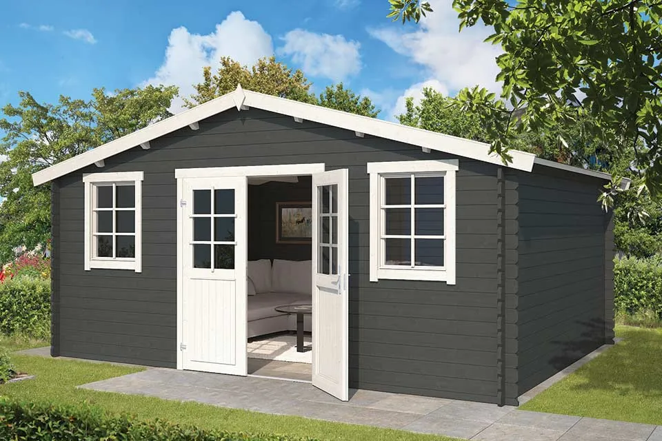 Outdoor Life Products | Tuinhuis Udo 480 x 300 | Gecoat | Carbon Grey-Wit