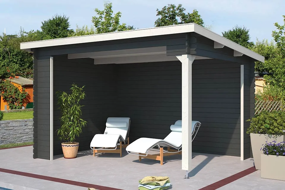 Outdoor Life Products | Overkapping Lara 380 x 275 | Gecoat | Carbon Grey-Wit
