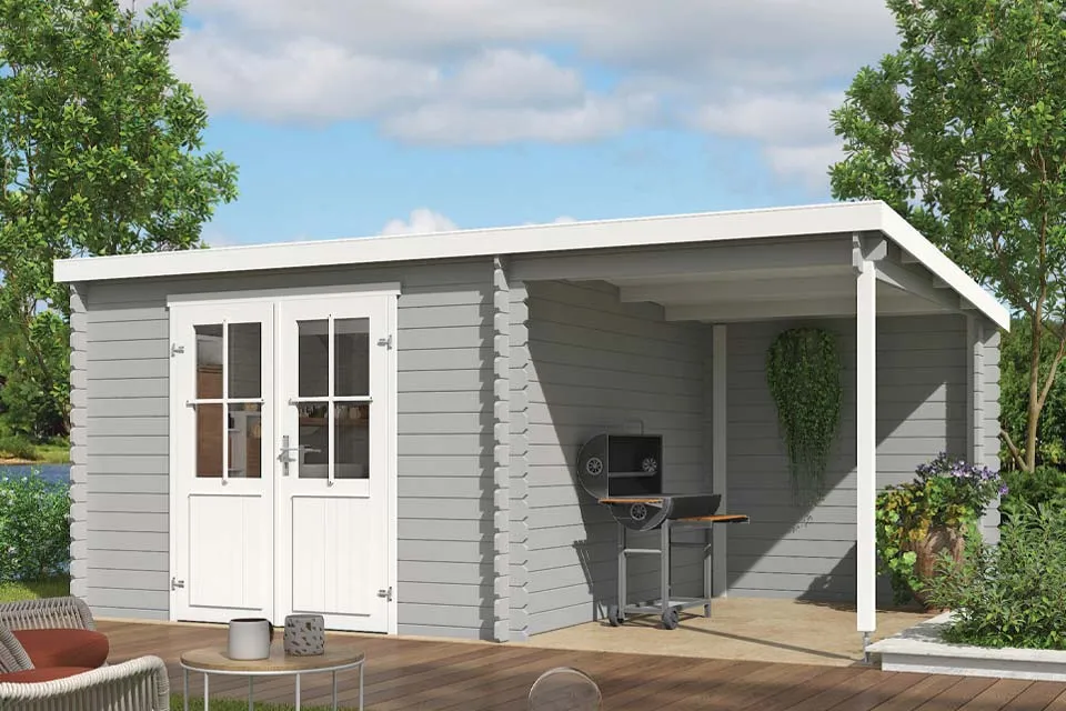 Outdoor Life Products | Tuinhuis Tampa 481 x 292 | Gecoat | Platinum Grey-Wit