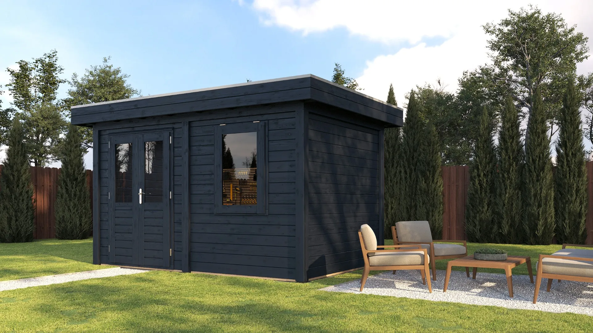 Lugarde Select Modern | Tuinhuis Breda 388 x 250 | Zwart Geolied