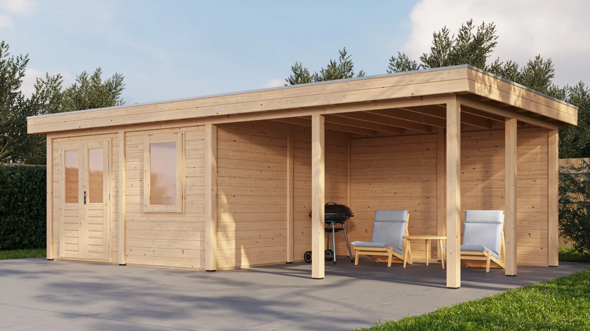 Lugarde Select Modern | Tuinhuis Amstelveen met Veranda Rechts 388 + 400 x 388 | Onbehandeld