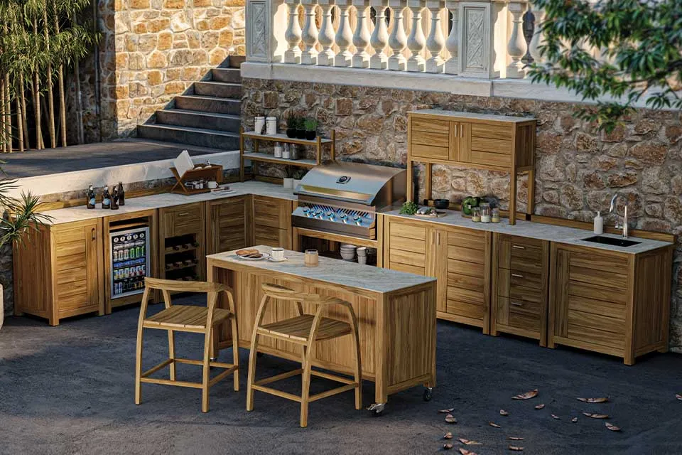 Passion Grills | Buitenkeuken Module Milano | Albastro Cream | Opstelling Compleet 02