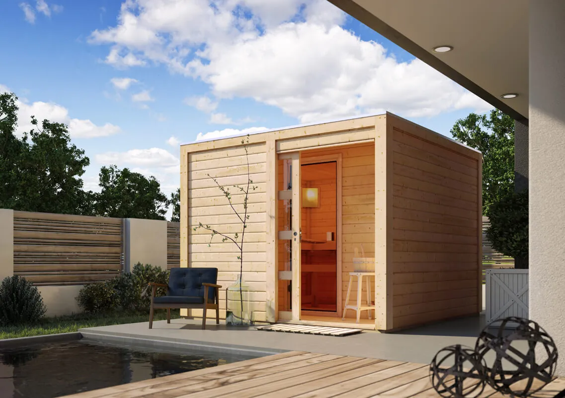 Karibu | Cuben Buitensauna met Voorruimte