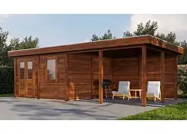 Lugarde Select Modern | Tuinhuis Amstelveen met Veranda Rechts 388 + 400 x 388 | Bruin Geolied