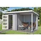 Outdoor Life Products | Tuinhuis met Overkapping Jelle 370 x 175 | Gecoat | Platinum Grey-Wit