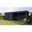 Lugarde Select Modern | Tuinhuis Lelystad met Veranda Rechts 300 + 400 x 300 | Zwart Geolied