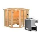 Karibu | Ainur 3 Sauna met Dakkraag | Biokachel 9 kW Externe Bediening