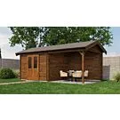Lugarde Select | Tuinhuis Raalte met Overkapping Rechts 300 + 300 x 300 | Keteldruk Bruin