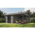 Lugarde Select | Tuinhuis Hattem met Overkapping Rechts 300 + 300 x 400 | Keteldruk Grijs