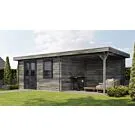 Lugarde Select | Tuinhuis Elst met Overkapping Rechts 400 + 300 x 300 | Keteldruk Grijs