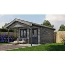 Lugarde Select | Tuinhuis Elburg met Overkapping 400 + 200 x 400 | Keteldruk Grijs
