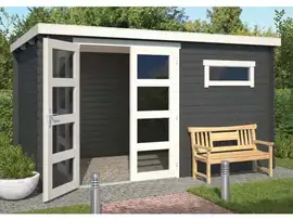 Outdoor Life Products | Tuinhuis Timian 380 x 230 | Gecoat | Carbon Grey-Wit