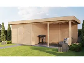 Lugarde Select Modern | Tuinhuis Lelystad met Veranda Rechts 300 + 400 x 300 | Onbehandeld