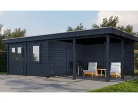 Lugarde Select Modern | Tuinhuis Amstelveen met Veranda Rechts 388 + 400 x 388 | Zwart Geolied