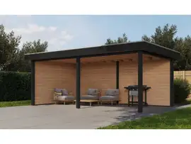Fonteyn Exclusief Overkapping 588x350cm  - Gebeitst Transparant Eiken / RAL7021