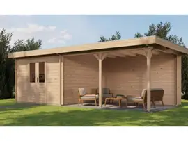 Lugarde Select | Tuinhuis Harderwijk met Overkapping Rechts 300 + 400 x 300 | Onbehandeld
