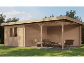 Lugarde Select | Tuinhuis Culemborg met Overkapping Rechts 300 + 400 x 400 | Onbehandeld