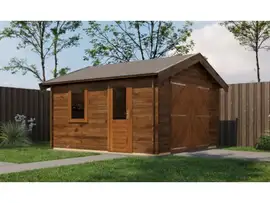 Lugarde Select | Tuinhuis Maurik met Garagedeur 400 x 400 | Keteldruk Bruin