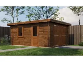 Lugarde Select | Tuinhuis Lochem met Garagedeur 400 x 500 | Keteldruk Bruin