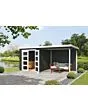 Outdoor Life Products | Tuinhuis met Overkapping Helena 472 x 230 | Gecoat | Carbon Grey-Wit