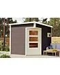 Karibu | Pelle Buitensauna Terragrijs | Kachel 9 kW Externe Bediening