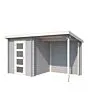 Outdoor Life Products | Tuinhuis met Overkapping Jelle 370 x 175 | Gecoat | Platinum Grey-Wit
