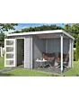 Outdoor Life Products | Tuinhuis met Overkapping Jelle 370 x 175 | Gecoat | Platinum Grey-Wit