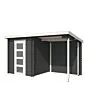 Outdoor Life Products | Tuinhuis met Overkapping Jelle 370 x 175 | Gecoat | Carbon Grey-Wit