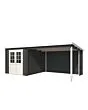 Outdoor Life Products | Tuinhuis met Overkapping Sunniva 570 x 275 | Gecoat | Carbon Grey-Wit