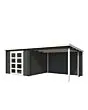 Outdoor Life Products | Tuinhuis met Overkapping Manuel 600 x 275 | Gecoat | Carbon Grey-Wit