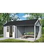Outdoor Life Products | Tuinhuis met Overkapping Fraya 570 x 275 | Gecoat | Platinum Grey-Wit