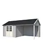 Outdoor Life Products | Tuinhuis met Overkapping Fraya 570 x 275 | Gecoat | Platinum Grey-Wit