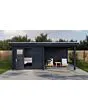 Lugarde Select Modern | Tuinhuis Nunspeet met Veranda Rechts 300 + 300 x 300 | Zwart Geolied