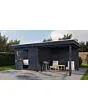 Lugarde Select Modern | Tuinhuis Nunspeet met Veranda Rechts 300 + 300 x 300 | Zwart Geolied