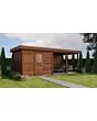 Lugarde Select Modern | Tuinhuis Lelystad met Veranda Rechts 300 + 400 x 300 | Bruin Geolied