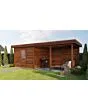 Lugarde Select Modern | Tuinhuis Lelystad met Veranda Rechts 300 + 400 x 300 | Bruin Geolied