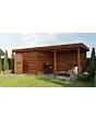 Lugarde Select Modern | Tuinhuis Lelystad met Veranda Rechts 300 + 400 x 300 | Bruin Geolied