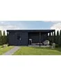 Lugarde Select Modern | Tuinhuis Lelystad met Veranda Rechts 300 + 400 x 300 | Zwart Geolied
