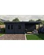 Lugarde Select Modern | Tuinhuis Neerkant met Veranda Rechts 388 + 300 x 250 | Zwart Geolied