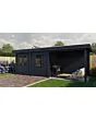 Lugarde Select Modern | Tuinhuis Neerkant met Veranda Rechts 388 + 300 x 250 | Zwart Geolied