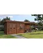 Lugarde Select Modern | Tuinhuis Dronten met Veranda Rechts 388 + 400 x 250 | Bruin Geolied