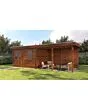 Lugarde Select Modern | Tuinhuis Dronten met Veranda Rechts 388 + 400 x 250 | Bruin Geolied
