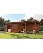 Lugarde Select Modern | Tuinhuis Dronten met Veranda Rechts 388 + 400 x 250 | Bruin Geolied