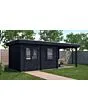 Lugarde Select Modern | Tuinhuis Emmen met Veranda Rechts 388 + 300 x 300 | Zwart Geolied