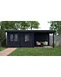 Lugarde Select Modern | Tuinhuis Emmen met Veranda Rechts 388 + 300 x 300 | Zwart Geolied